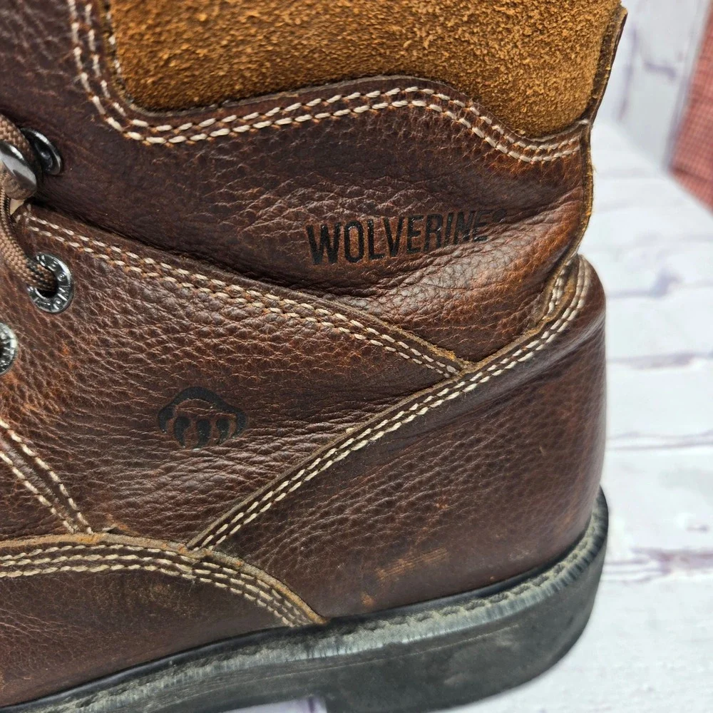 Wolverine DuraShocks Mens 11M Brown Leather Work Boots Oil Slip Resistant W04326